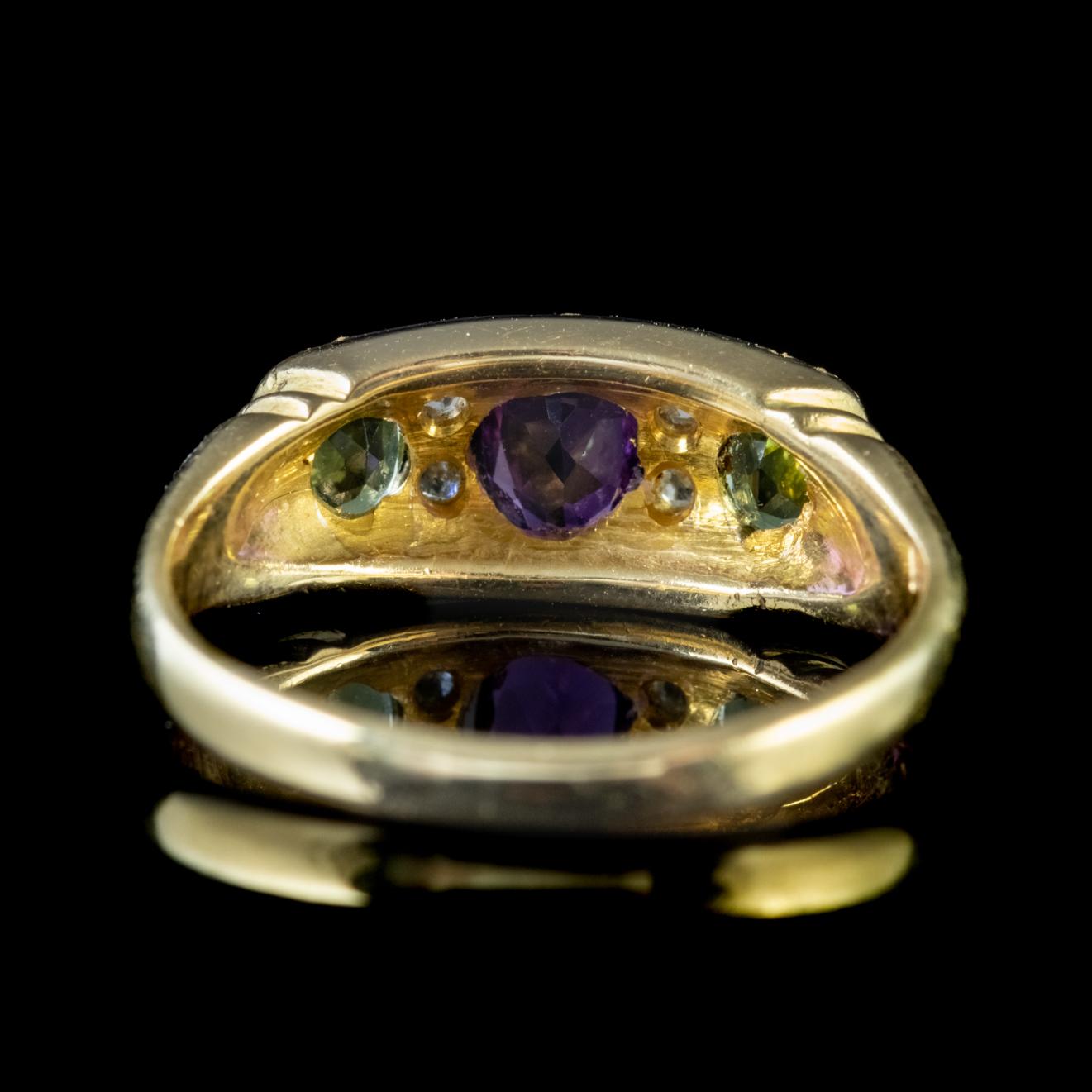 Women's Antique Edwardian Suffragette 18 Carat Gold Dated 1905 Ring For Sale