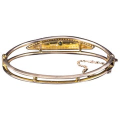 Antique Edwardian Suffragette 9 Carat Gold Bangle, circa 1910