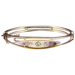 Antique Edwardian Suffragette 9 Carat Gold Bangle, circa 1910