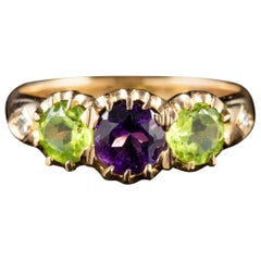 Antique Edwardian Suffragette Amethyst Peridot 18 Carat Gold, circa 1910 Ring