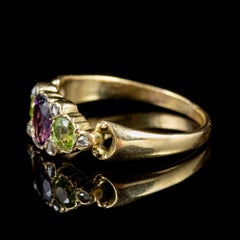 Antique Edwardian Suffragette Amethyst Peridot Ring 18 Carat Gold, circa 1910