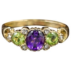 Antique Edwardian Suffragette Amethyst Peridot Ring 18 Carat Gold, circa 1910 Antique Edwardian Suffragette Amethyst Peridot Ring 18 Carat Gold, circa 1910
