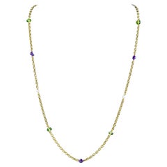 Vintage Edwardian Suffragette Chain Necklace Amethyst Pearl Peridot, circa 1915