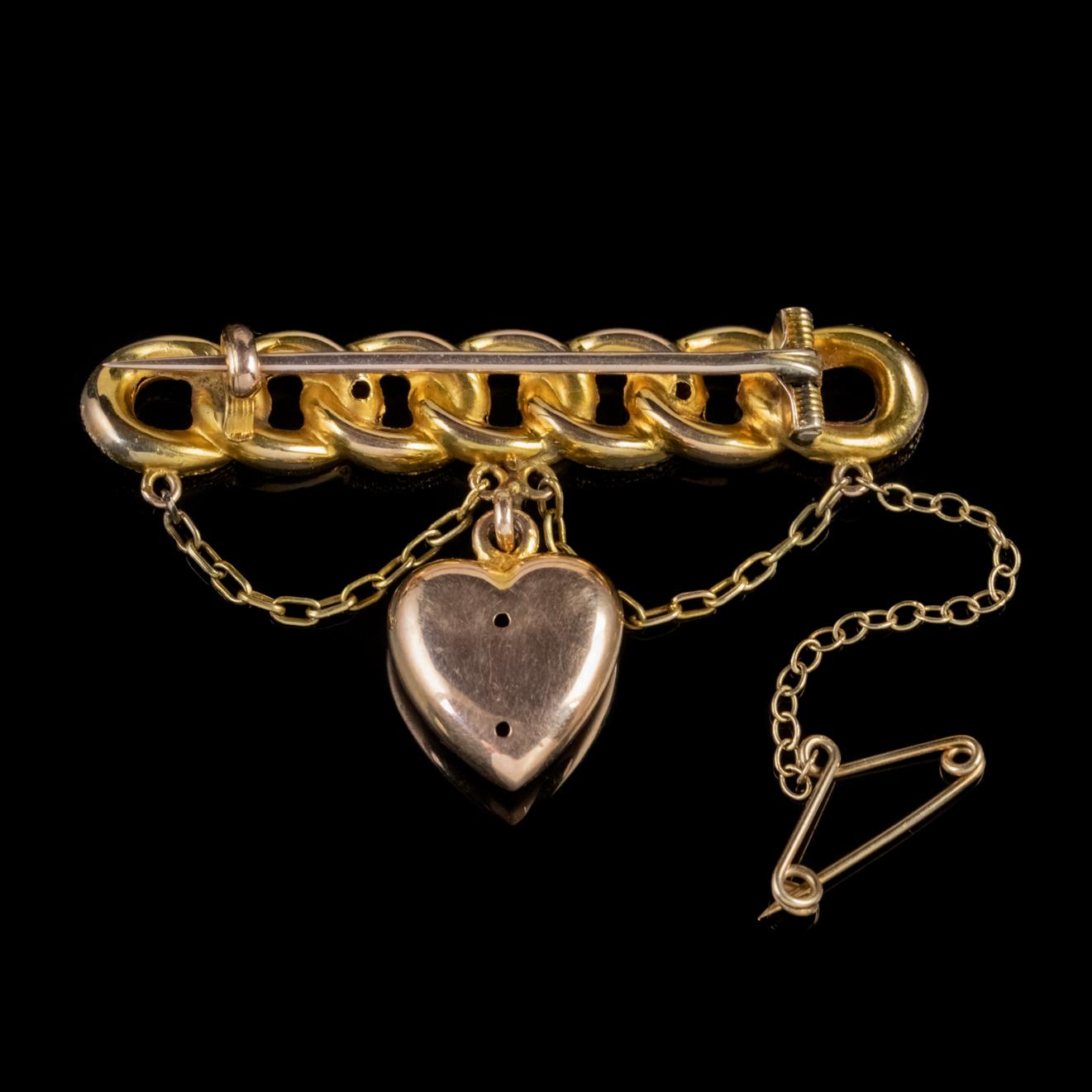 Antique Edwardian Suffragette Heart Brooch 15 Carat Gold, circa 1910 In Good Condition In Lancaster, Lancashire
