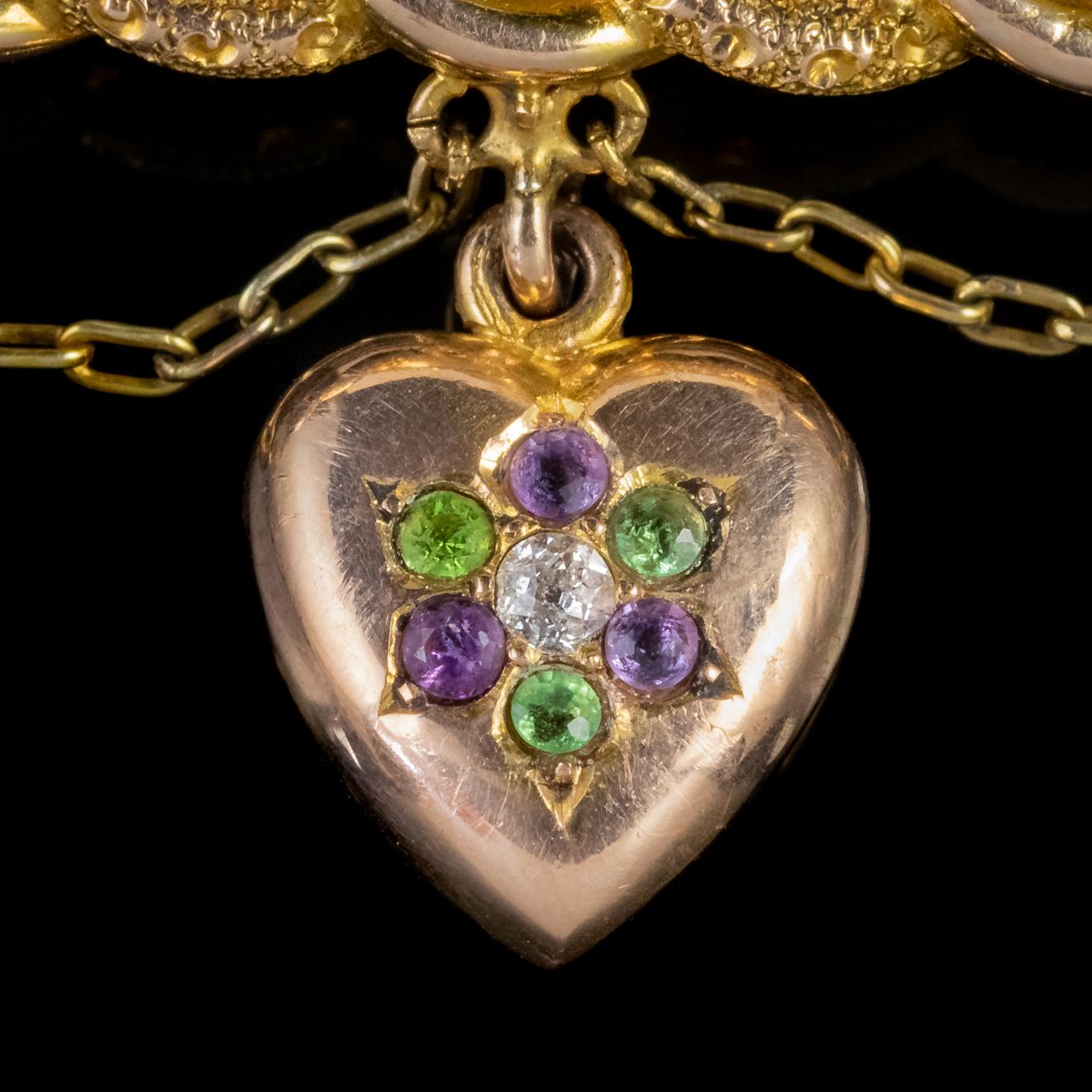 Antique Edwardian Suffragette Heart Brooch 15 Carat Gold, circa 1910 1