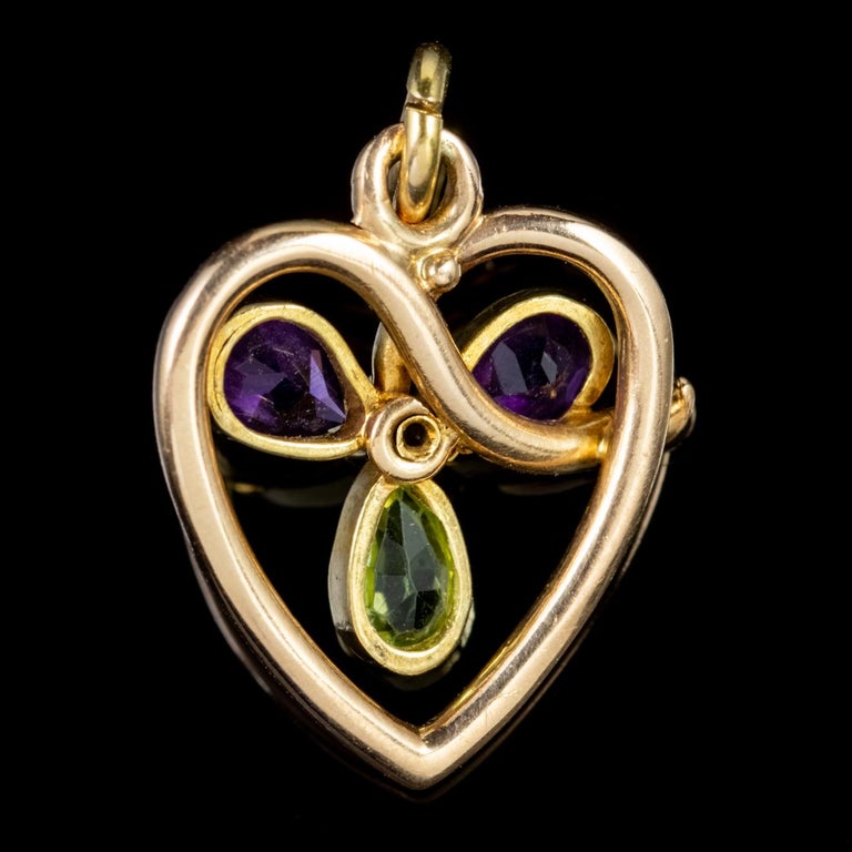 Antique Edwardian Suffragette Heart Pendant 9 Carat Gold, circa 1910 at ...