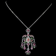 Antique Edwardian Suffragette Paste Pendant Necklace, circa 1901-1915