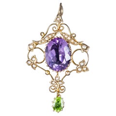 Antique Edwardian Suffragette Pendant 8 carat Amethyst 9 carat Gold, circa 1910 Antique Edwardian Suffragette Pendant 8 carat Amethyst 9 carat Gold, circa 1910