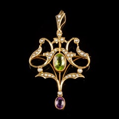 Antique Edwardian Suffragette Pendant Peridot 9 Carat Gold, circa 1910