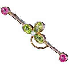 Antique Edwardian Suffragette Shamrock Brooch 9 Carat Gold Dated 1910