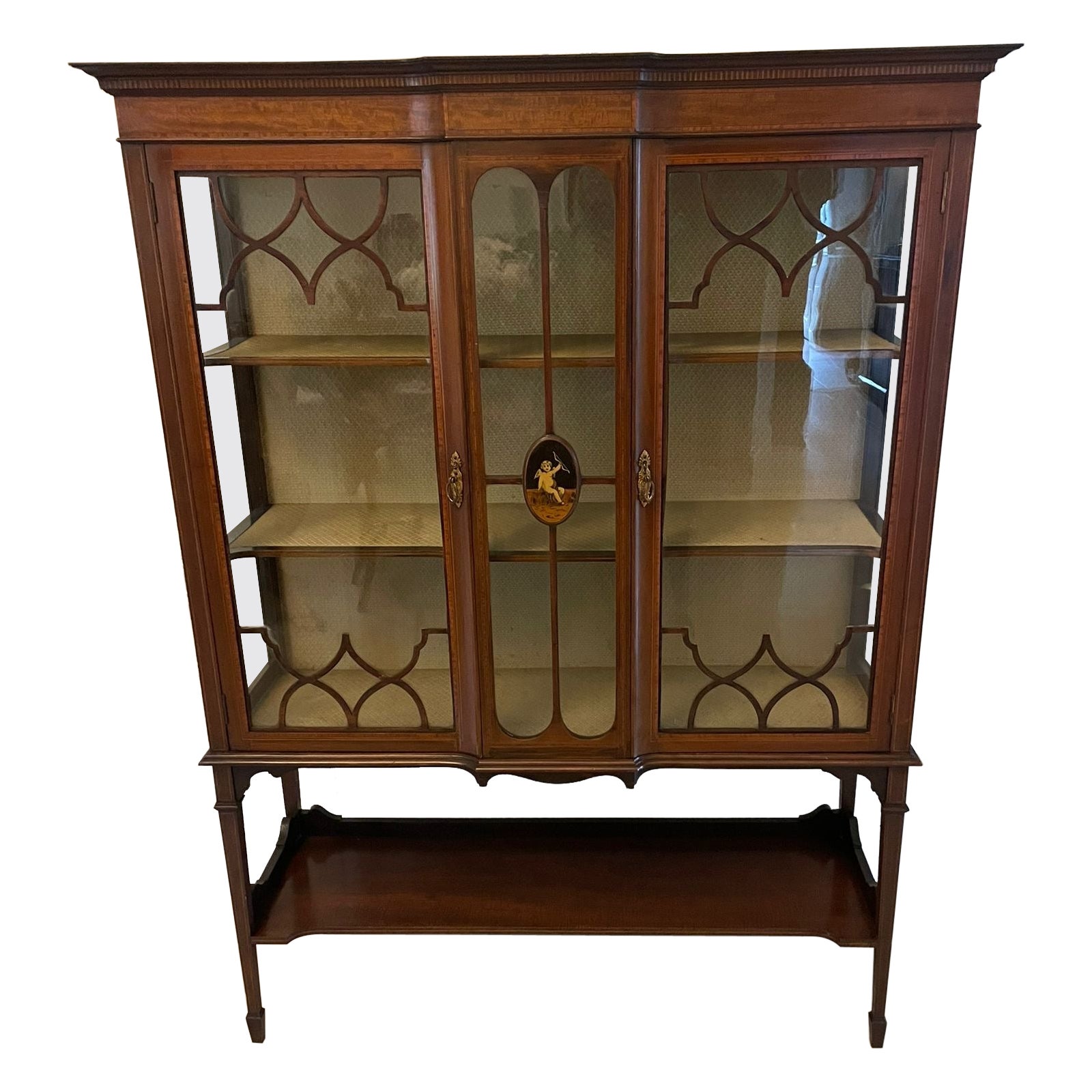 Antike Edwardian Superb Qualität Intarsien Mahagoni Vitrine
