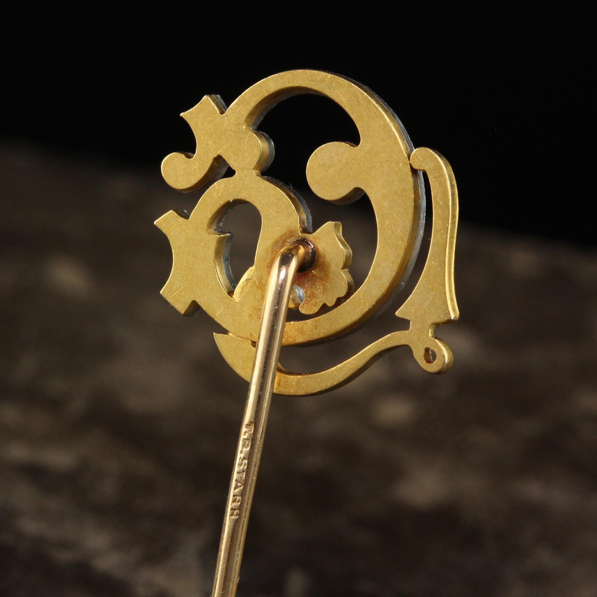 Antique Edwardian Theodore B. Starr Rose Cut Diamond Griffin Stick Pin In Good Condition For Sale In Great Neck, NY