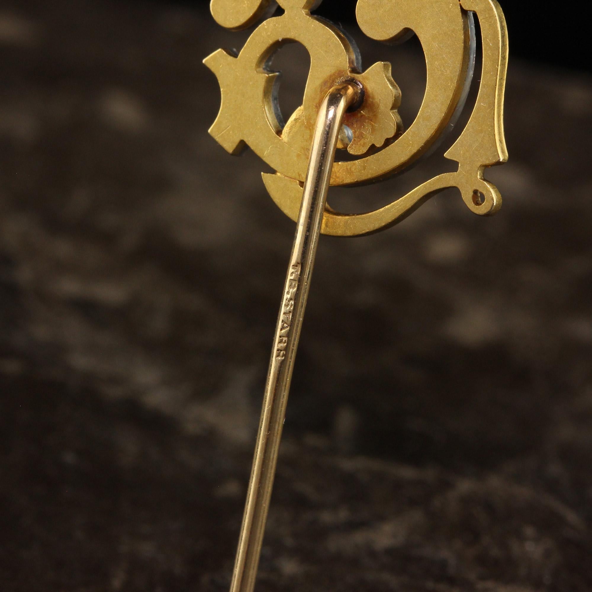 Women's Antique Edwardian Theodore B. Starr Rose Cut Diamond Griffin Stick Pin For Sale