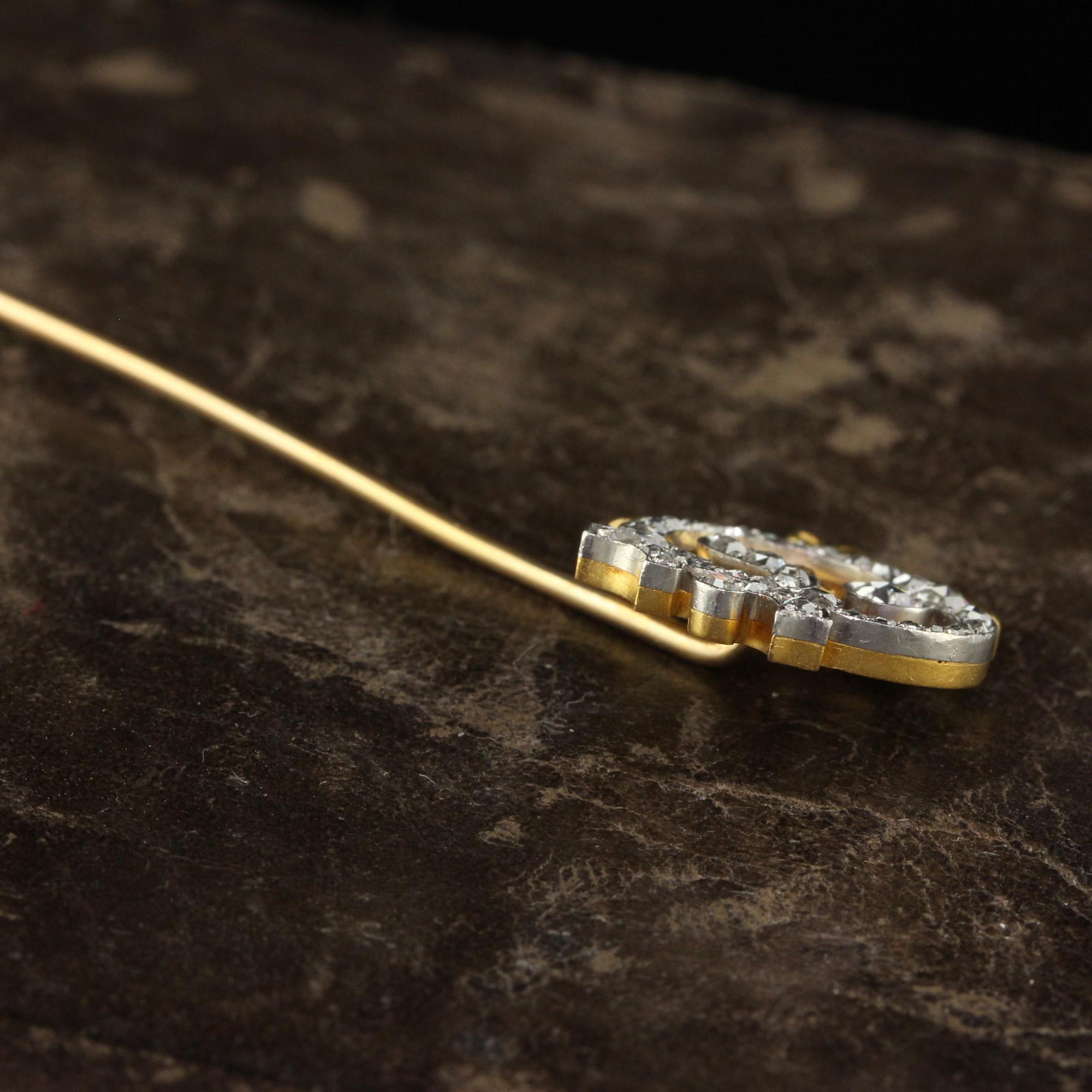 Antique Edwardian Theodore B. Starr Rose Cut Diamond Griffin Stick Pin For Sale 2