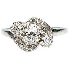 antique 3 stone diamond ring Antique, Edwardian, Three-Stone Diamond Crossover Engagement Ring