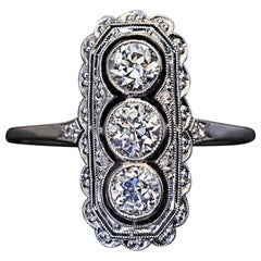 Antique Edwardian Three-Stone Diamond Platinum Engagement Ring