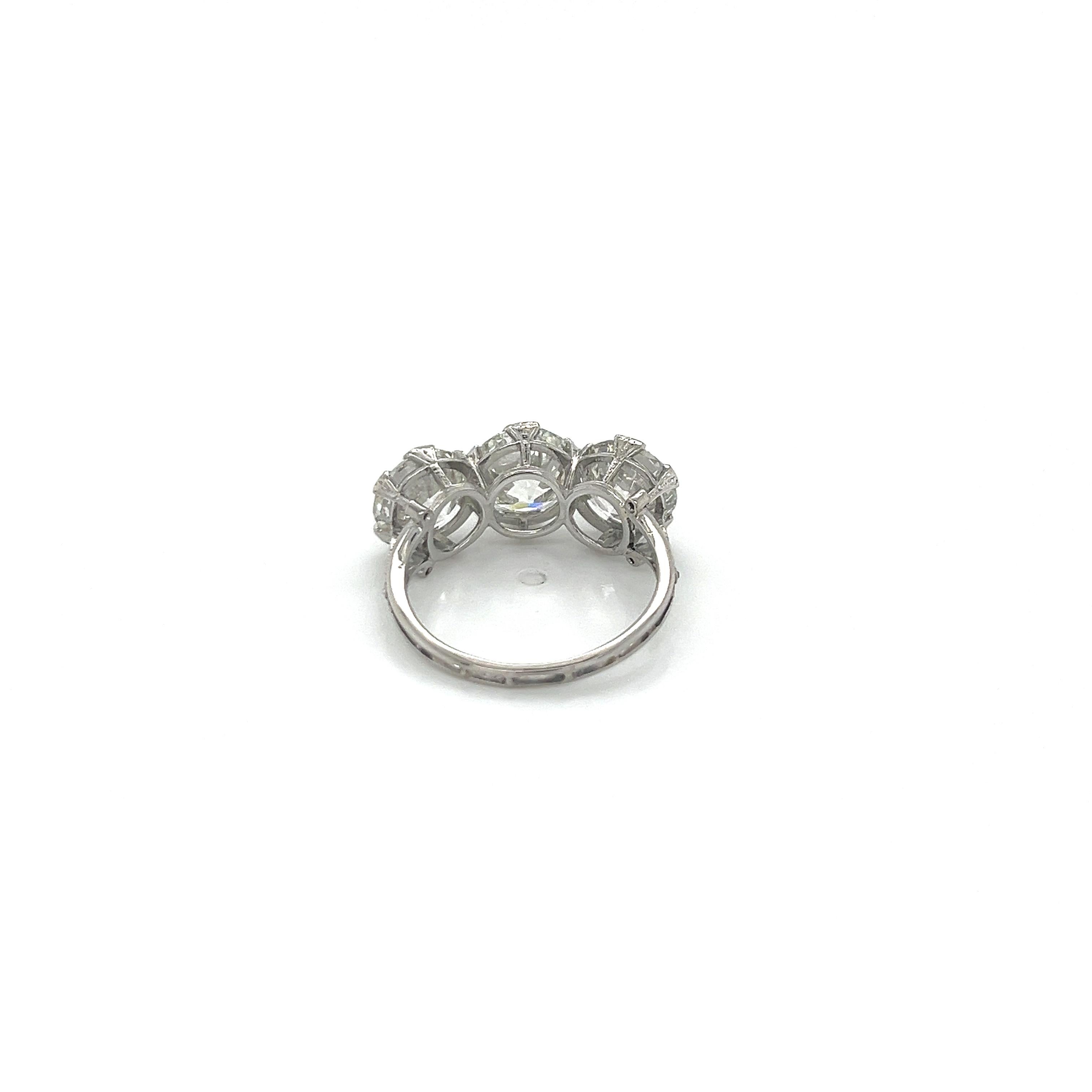 Antique Edwardian Three-Stone Diamond Ring 5.37cts For Sale 2
