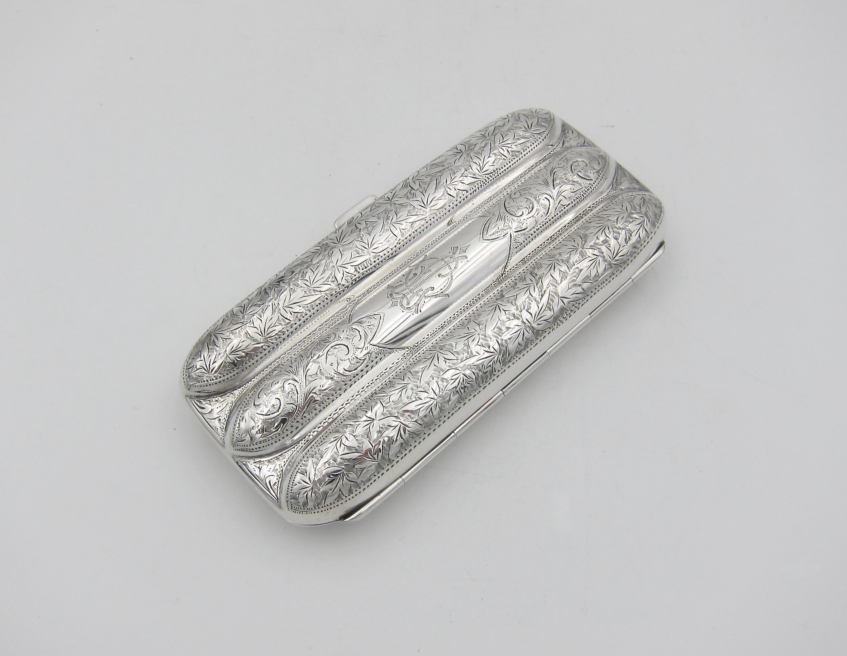 English Antique Edwardian Three Tube Sterling Silver Cigar Case From William Aitken 1901