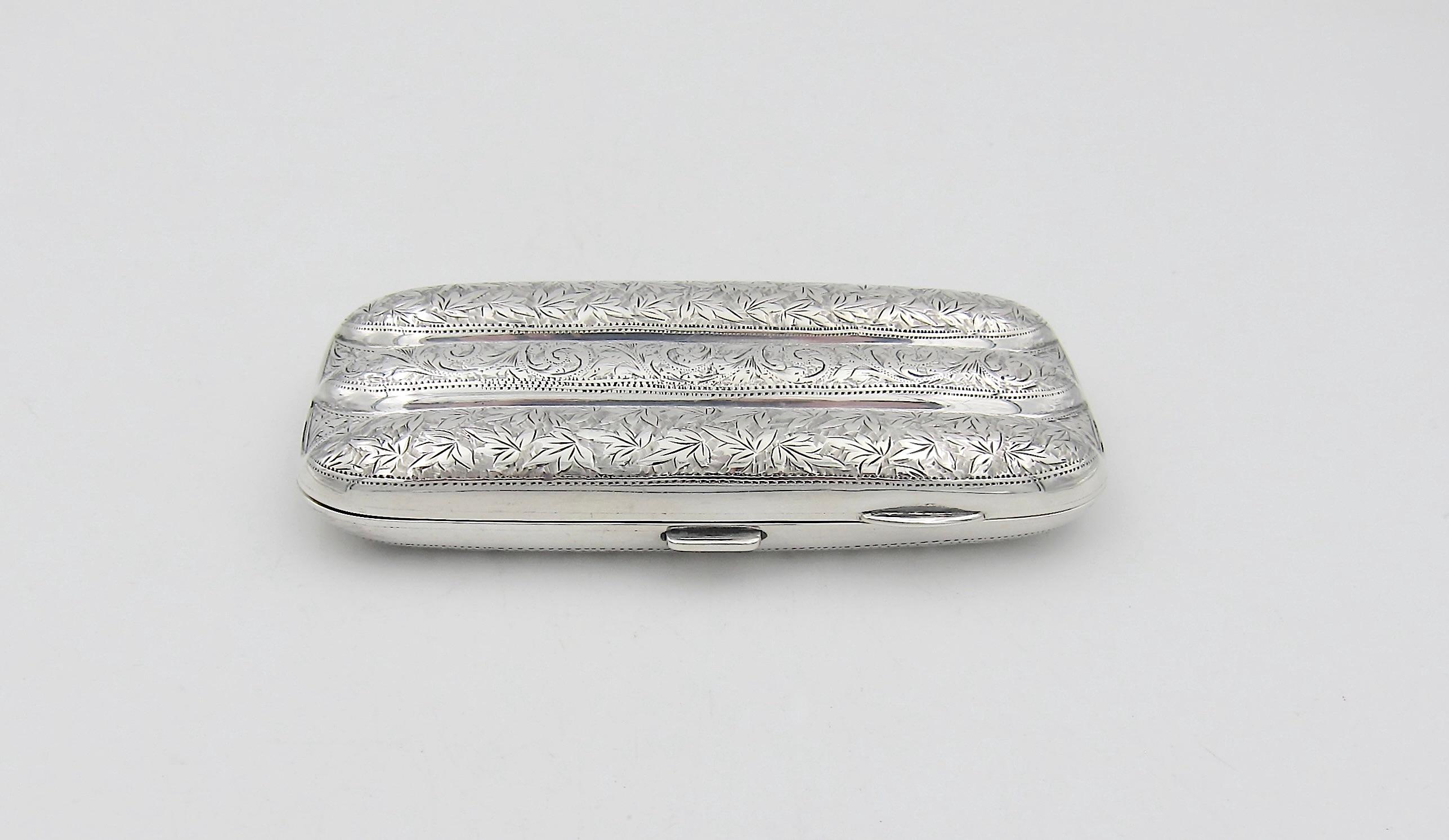 20th Century Antique Edwardian Three Tube Sterling Silver Cigar Case From William Aitken 1901