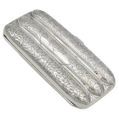 Antique Edwardian Three Tube Sterling Silver Cigar Case From William Aitken 1901