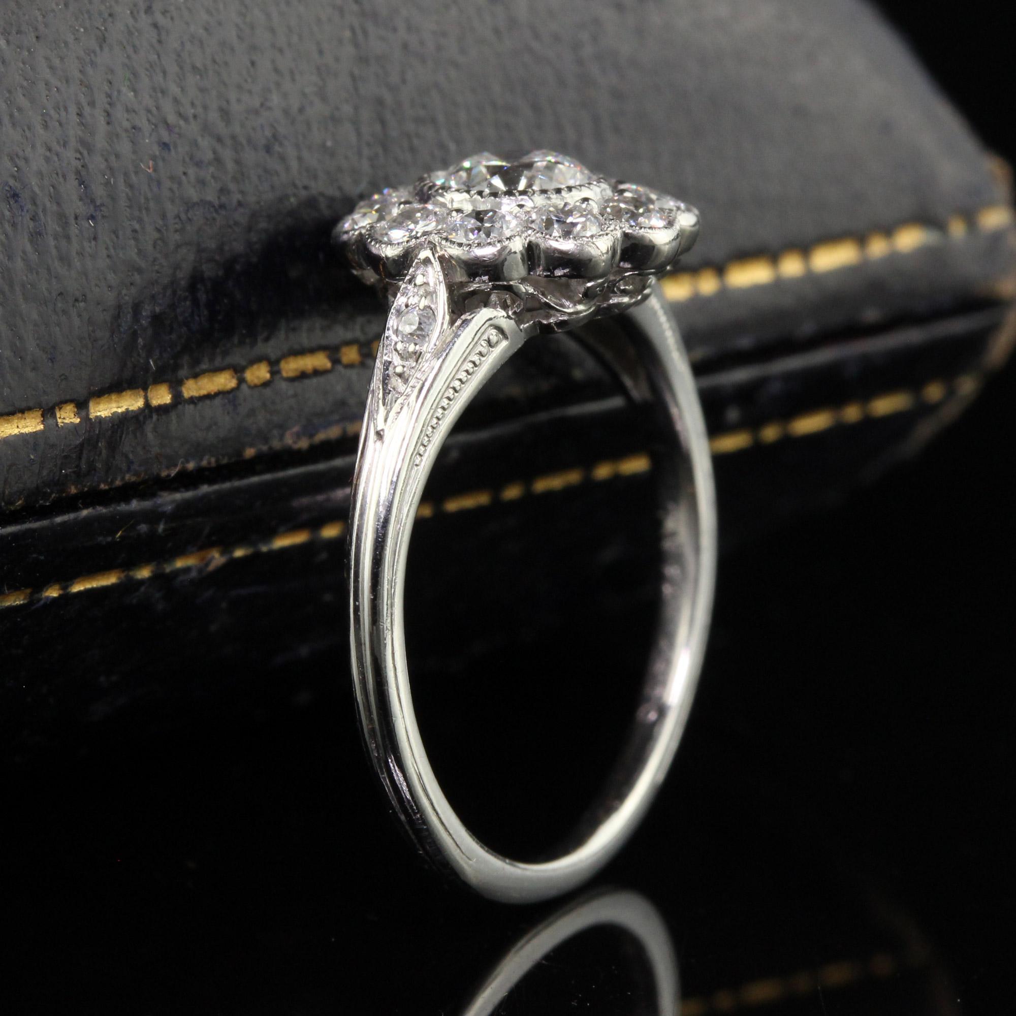 Old European Cut Antique Edwardian Tiffany and Co Platinum Old Euro Diamond Engagement Ring