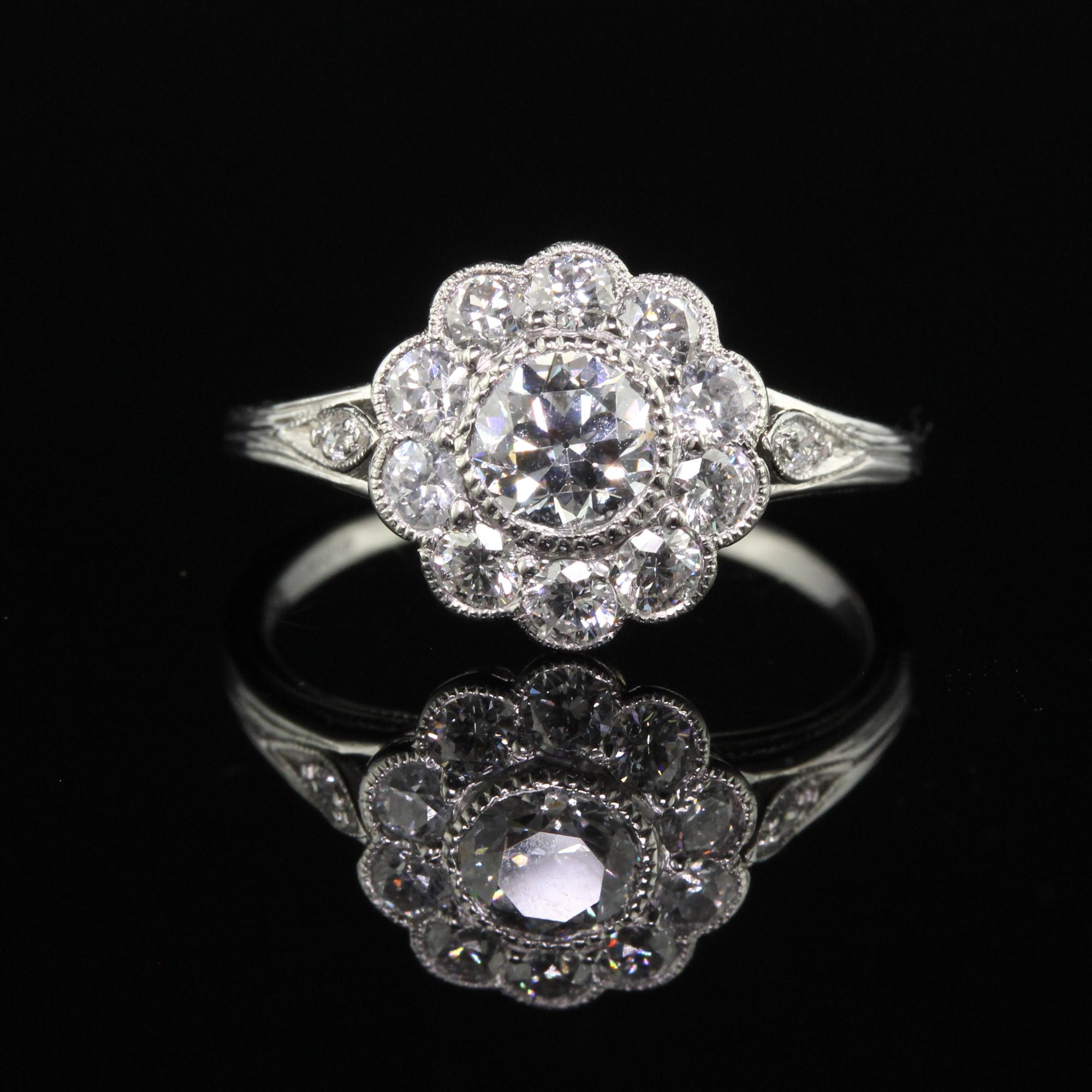 Antique Edwardian Tiffany and Co Platinum Old Euro Diamond Engagement Ring 1