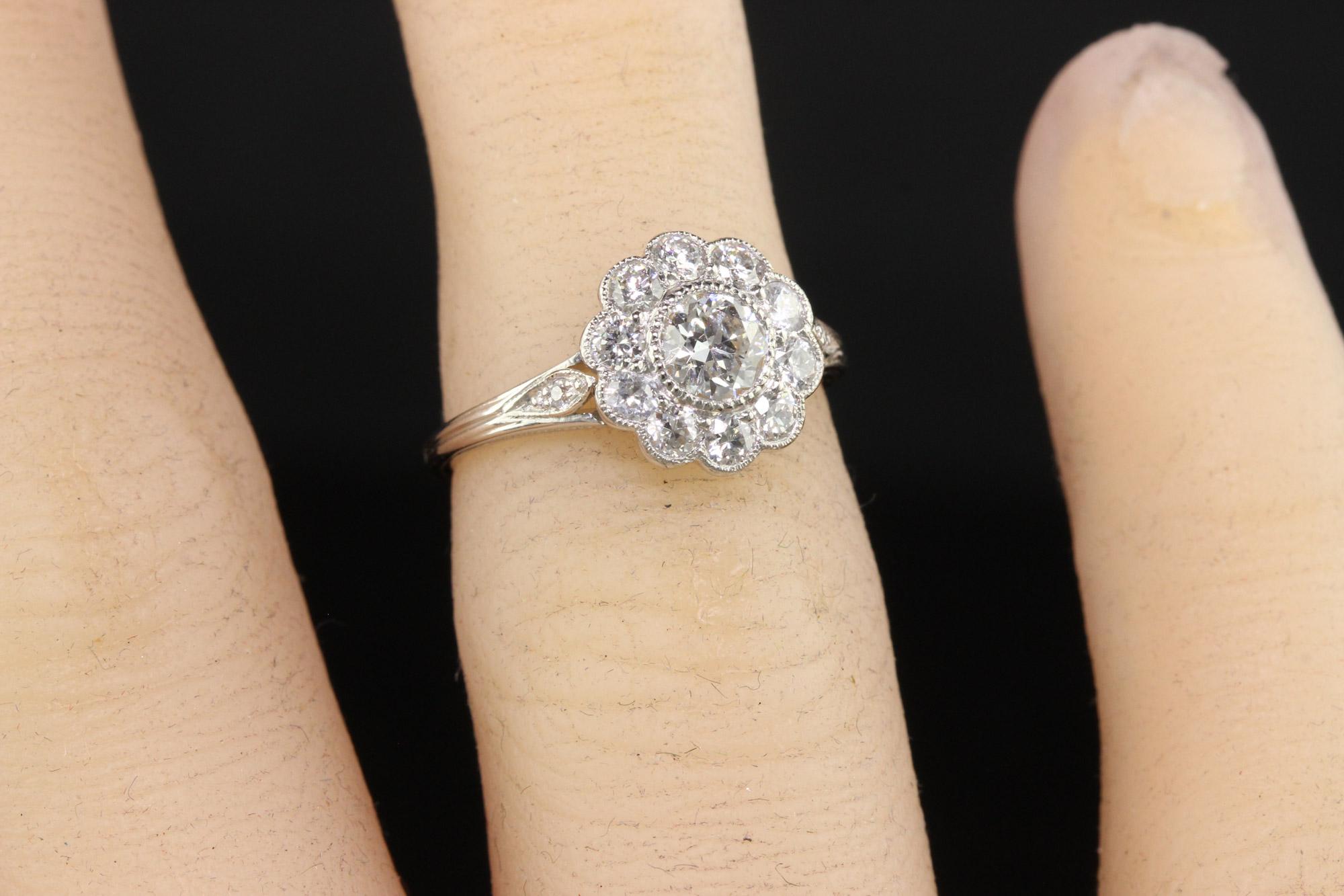 Antique Edwardian Tiffany and Co Platinum Old Euro Diamond Engagement Ring 4
