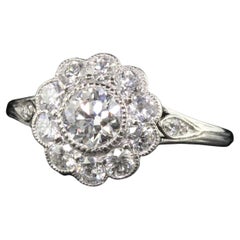 Antiker edwardianischer Tiffany & Co Platin-Verlobungsring mit Diamant im alteuropäischen Stil