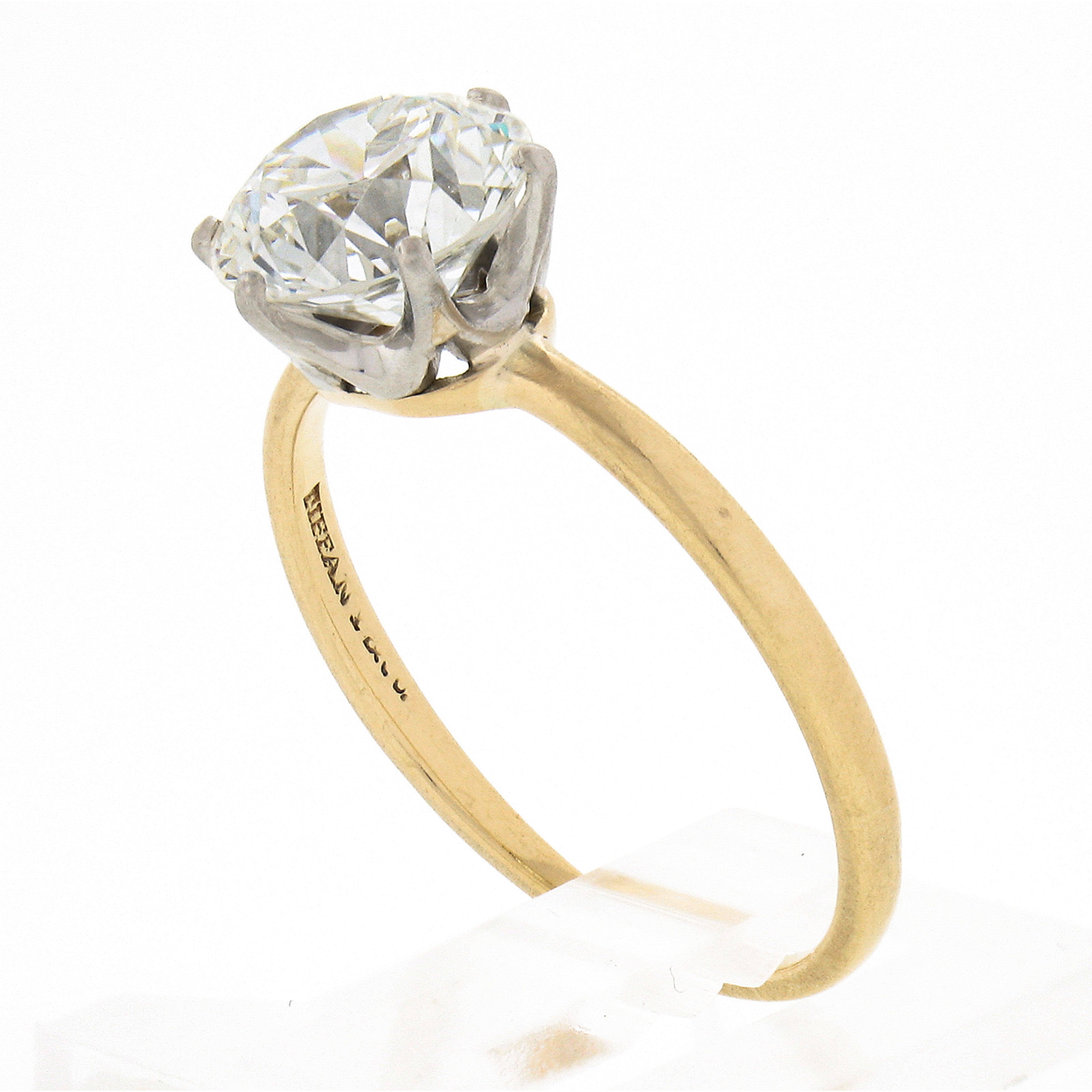 Round Cut Antique Edwardian Tiffany & Co. 18k Gold Plat GIA Round Diamond Engagement Ring