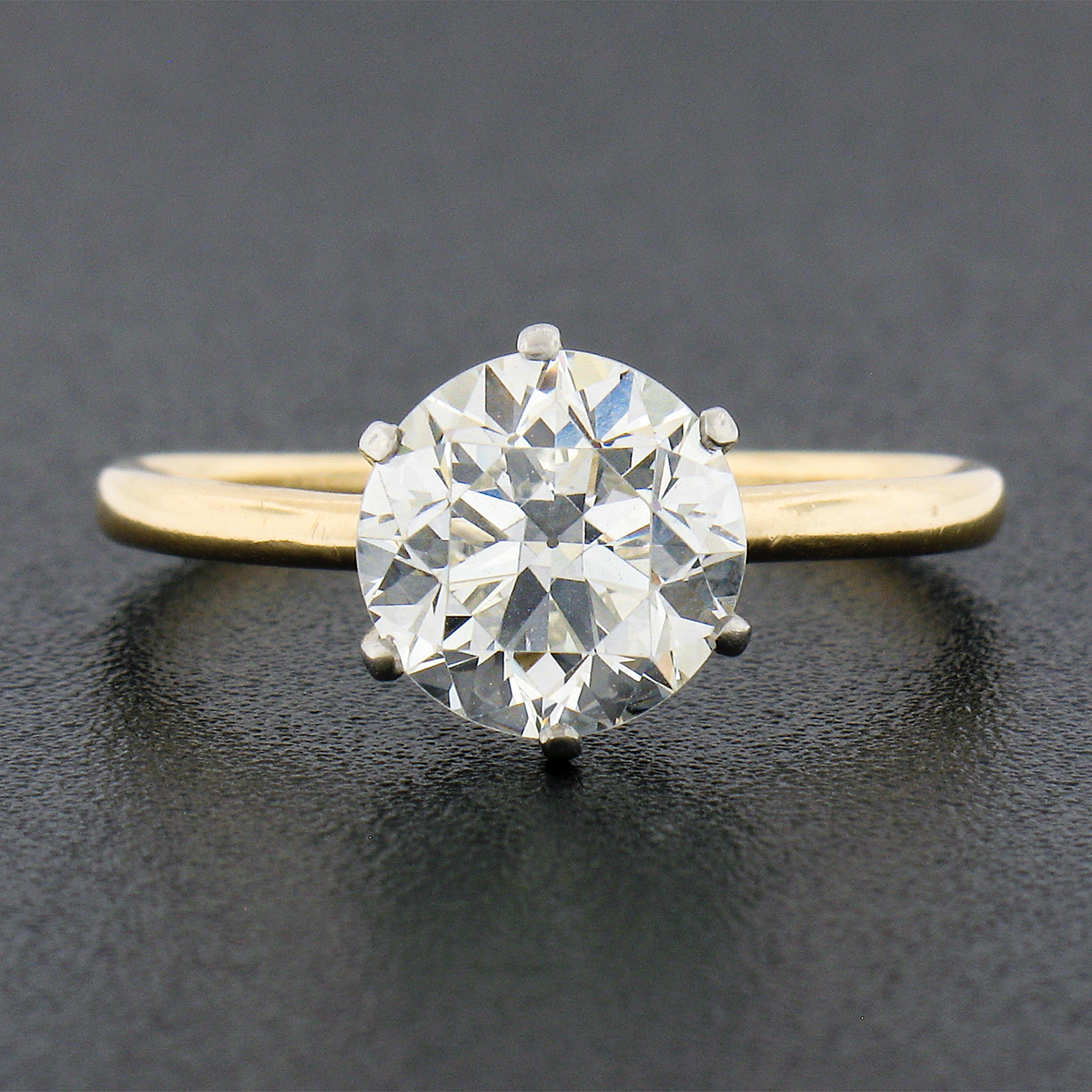 Antique Edwardian Tiffany & Co. 18k Gold Plat GIA Round Diamond Engagement Ring In Good Condition In Montclair, NJ