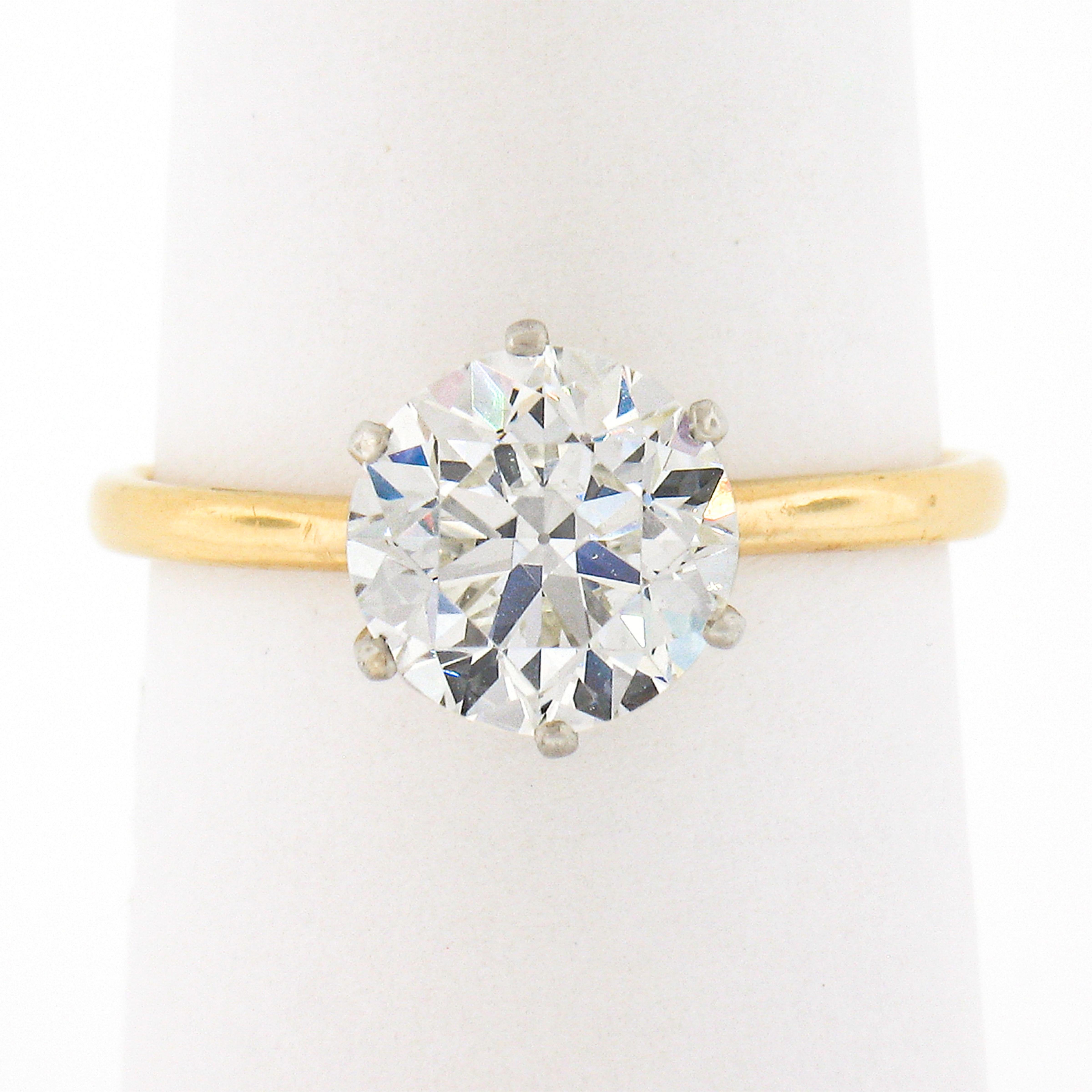 Antique Edwardian Tiffany & Co. 18k Gold Plat GIA Round Diamond Engagement Ring 1