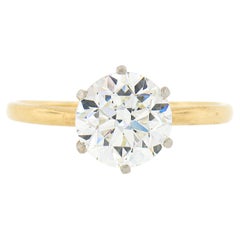 Antique Edwardian Tiffany & Co. 18k Gold Plat GIA Round Diamond Engagement Ring