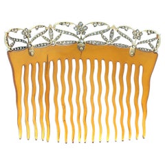 Antique Edwardian Tiffany & Co. Platinum and Gold 5ctw Diamond Comb Bride Veil