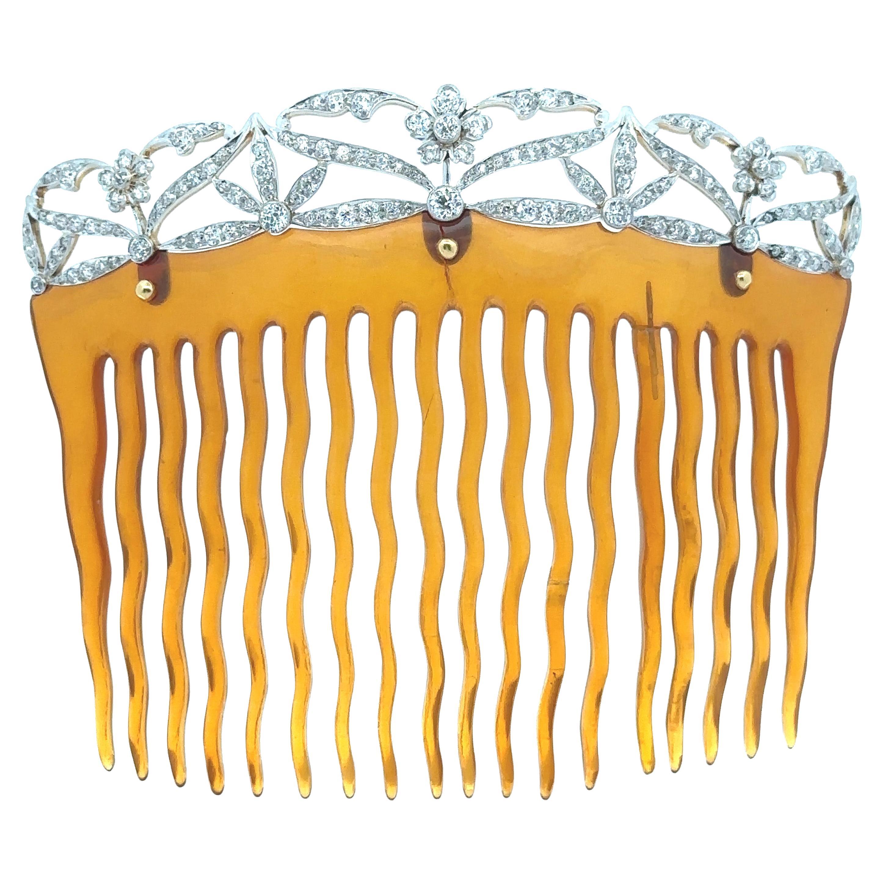 Antique Edwardian Tiffany & Co. Platinum and Gold 5ctw Diamond Comb Bride Veil