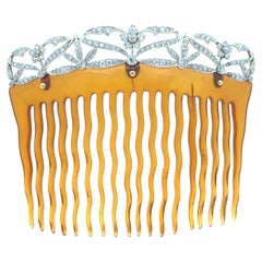 Antike edwardianische Tiffany & Co. Platin und Gold 5ctw Diamant Kamm Brautschleier
