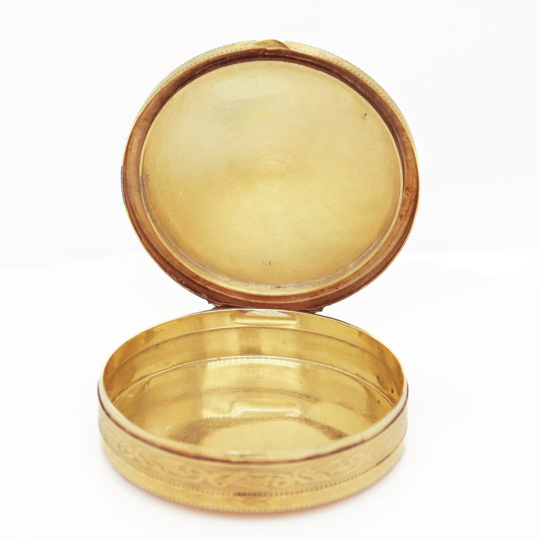 Antike edwardianische Tiffany & Co. Runde 14k Gold Kompakte oder Pillenschachtel 5