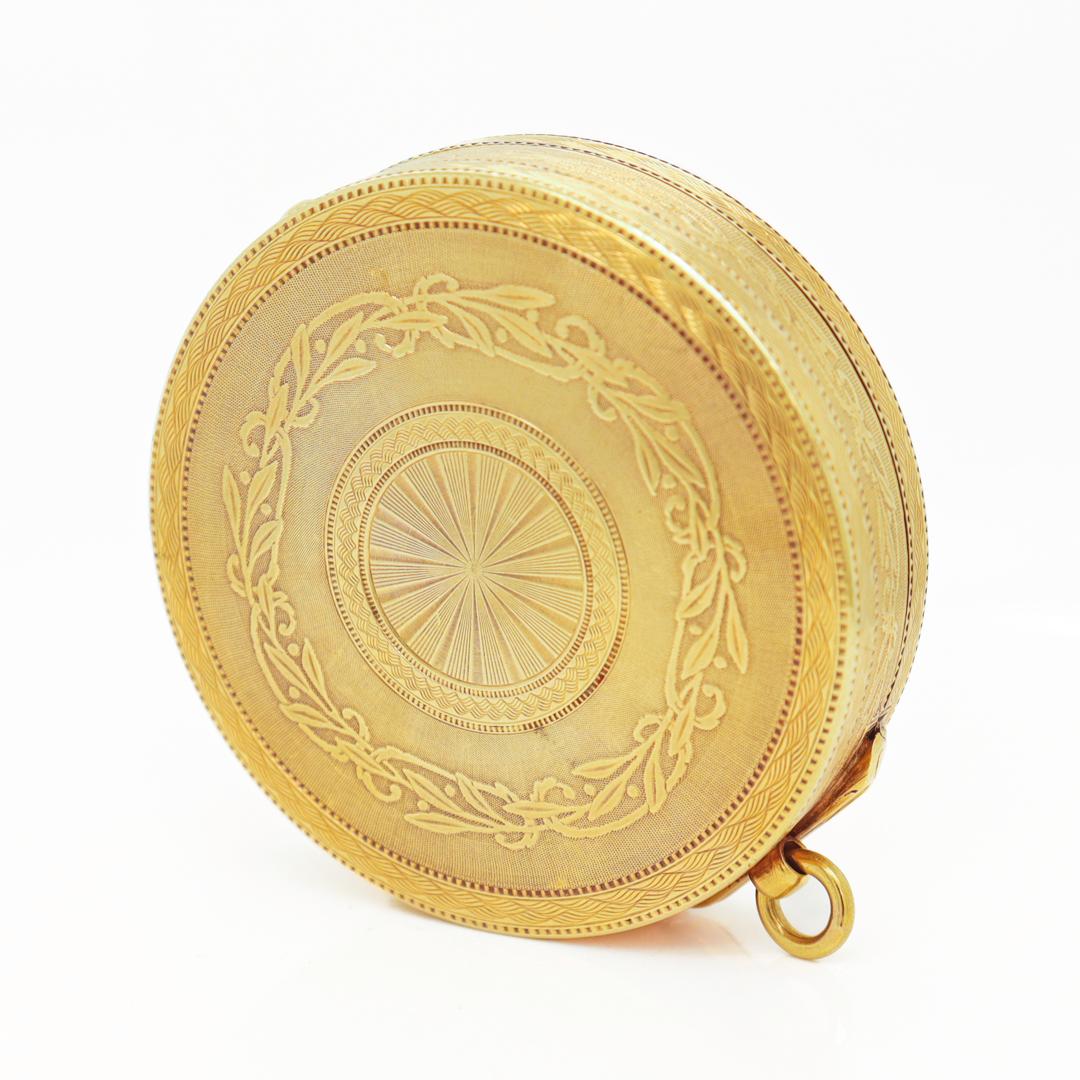 Antike edwardianische Tiffany & Co. Runde 14k Gold Kompakte oder Pillenschachtel 4