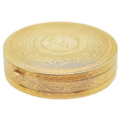 Vintage Edwardian Tiffany & Co. Round 14k Gold Compact or Pill Box