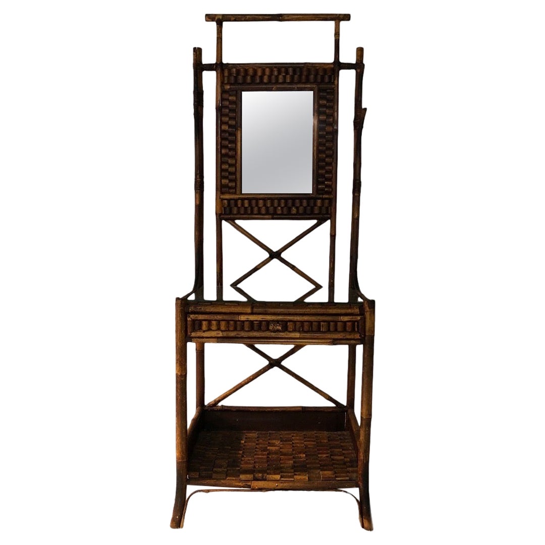 Antique Edwardian Tortoise Bamboo Vanity Dressing Table, 19th Century