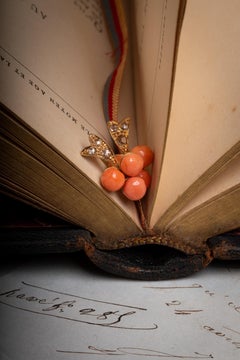Antike edwardianische Trefoil-Diamant- und Korallen-Ohrringe