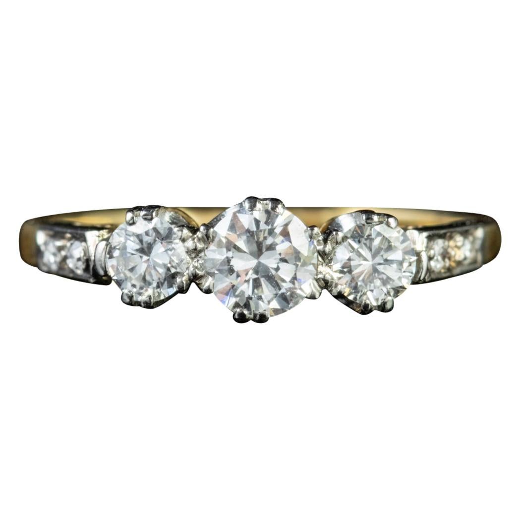 Antique Edwardian Trilogy Diamond Ring Platinum 18 Carat Gold, circa 1910