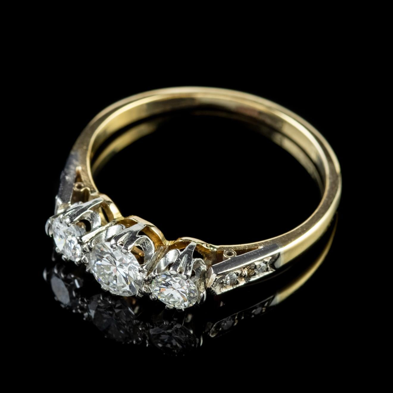Antique Edwardian Trilogy Diamond Ring Platinum 18 Carat Gold, circa 1910 1