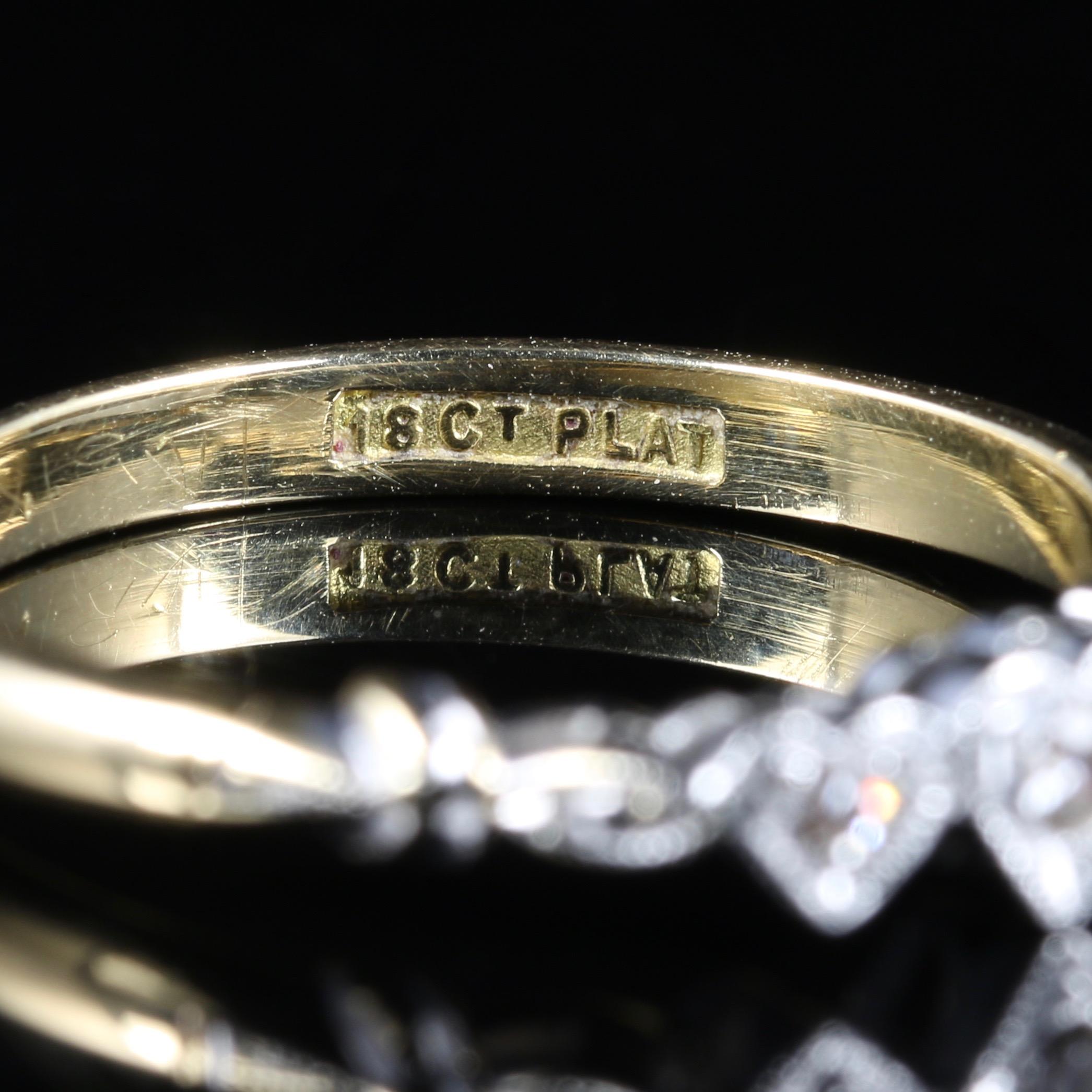 Antique Edwardian Triple Heart Diamond Ring 18 Carat Plat, circa 1915 3