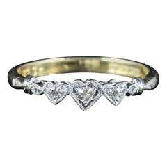 Antique Edwardian Triple Heart Diamond Ring 18 Carat Plat, circa 1915