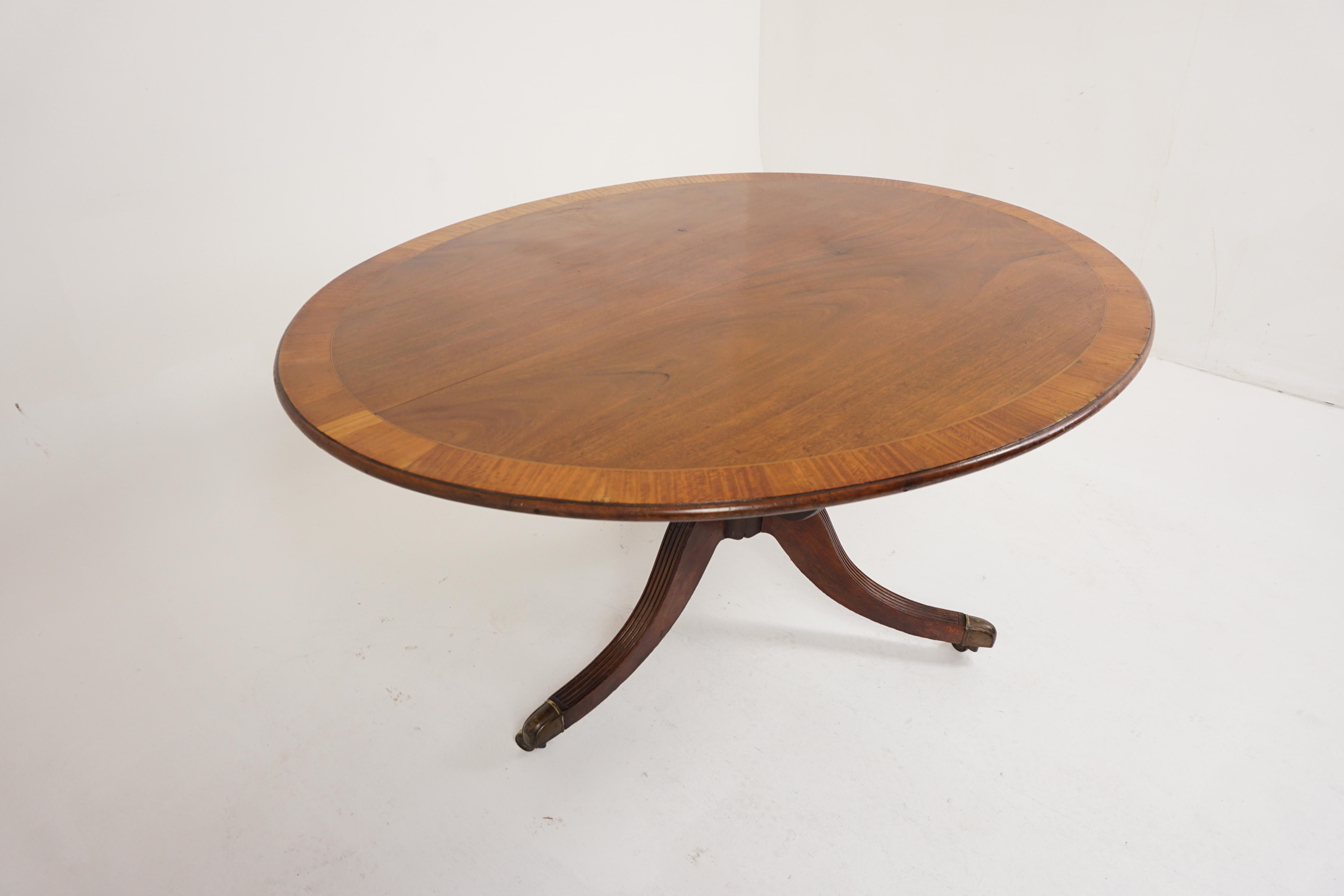 Scottish Antique Edwardian Tripod Walnut Oval Tilt Top Table, Scotland 1900, H230