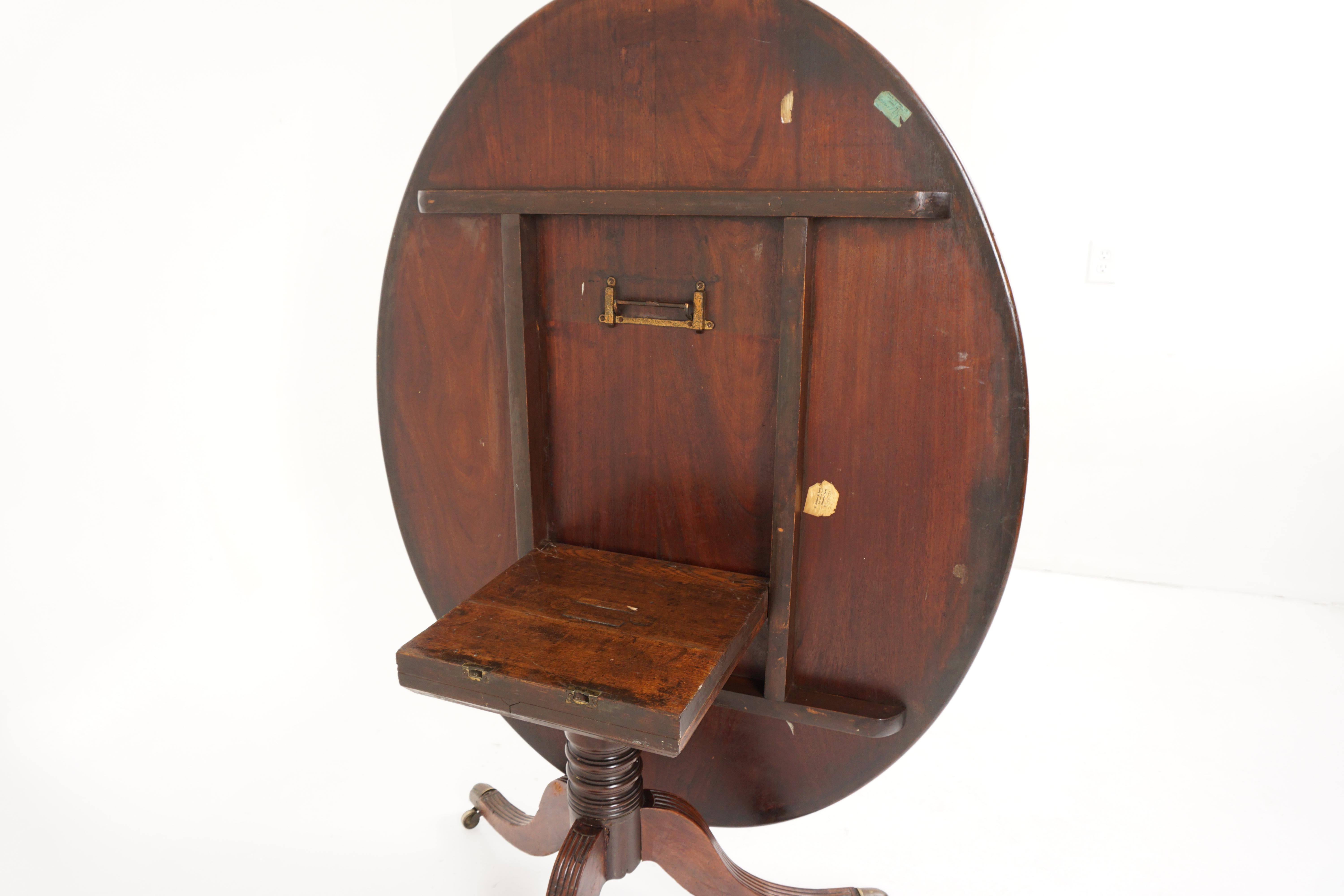 Antique Edwardian Tripod Walnut Oval Tilt Top Table, Scotland 1900, H230 3