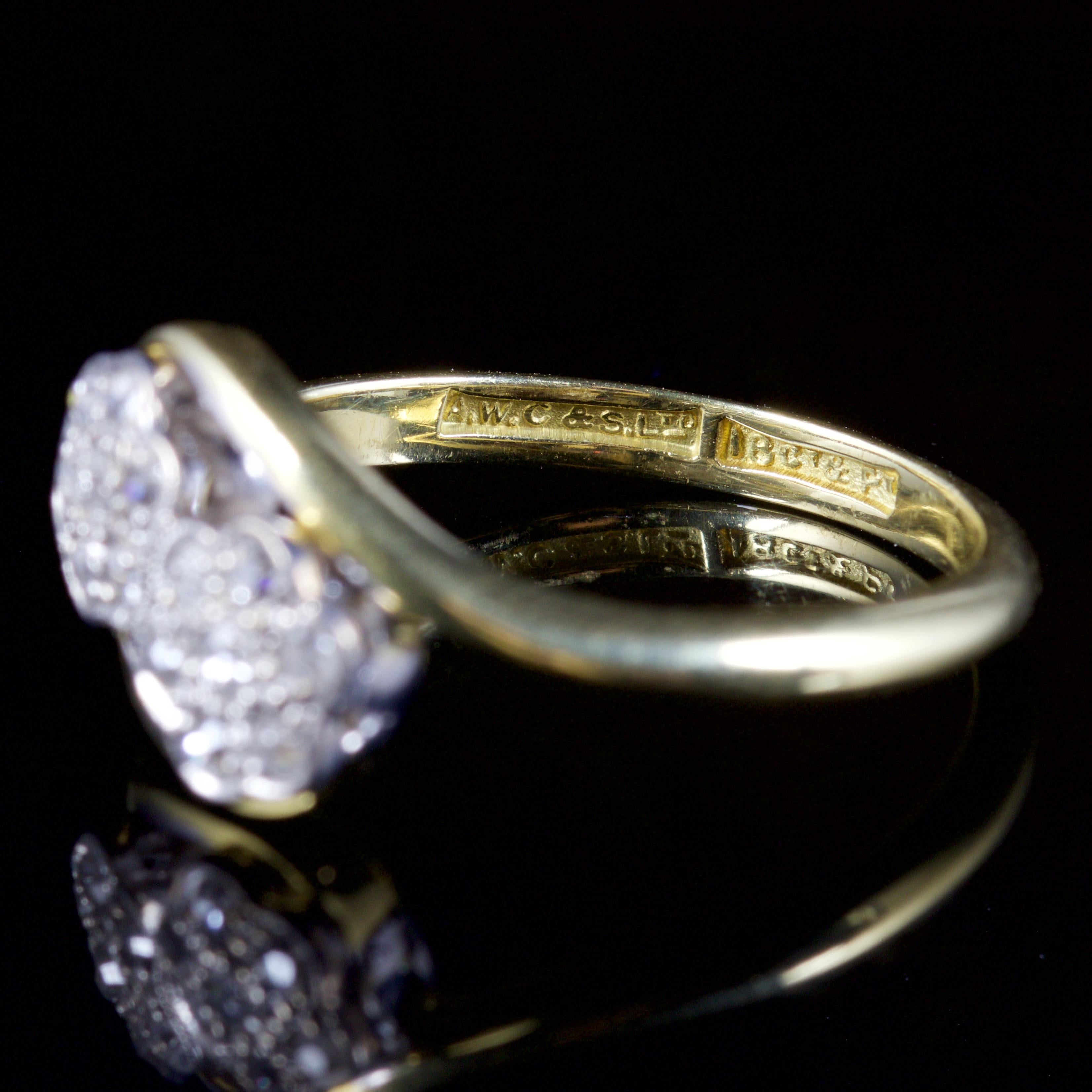 Women's Antique Edwardian Twist Diamond Ring 18 Carat Plat, circa 1915 For Sale