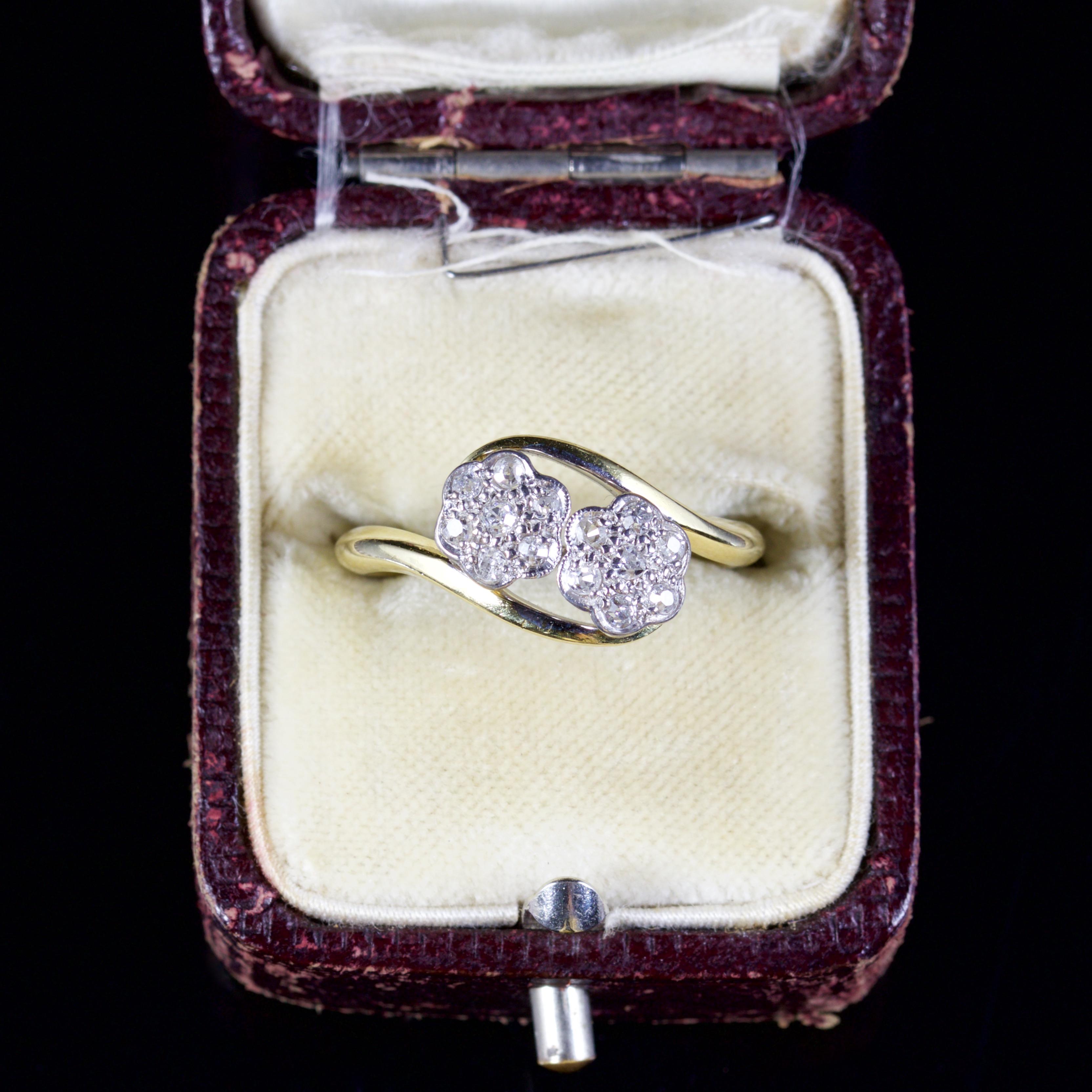 Antique Edwardian Twist Diamond Ring 18 Carat Plat, circa 1915 For Sale 1