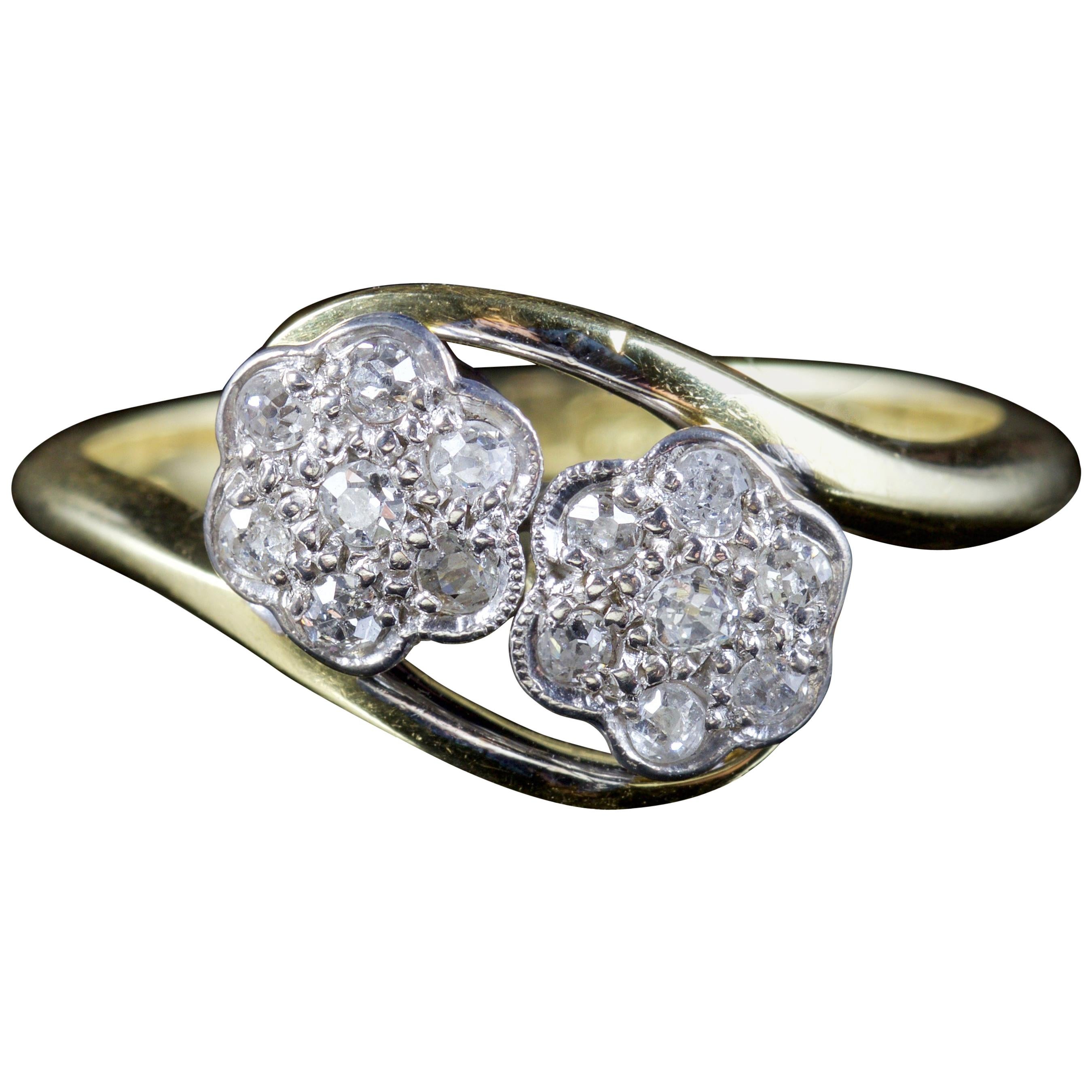 Antique Edwardian Twist Diamond Ring 18 Carat Plat, circa 1915 For Sale