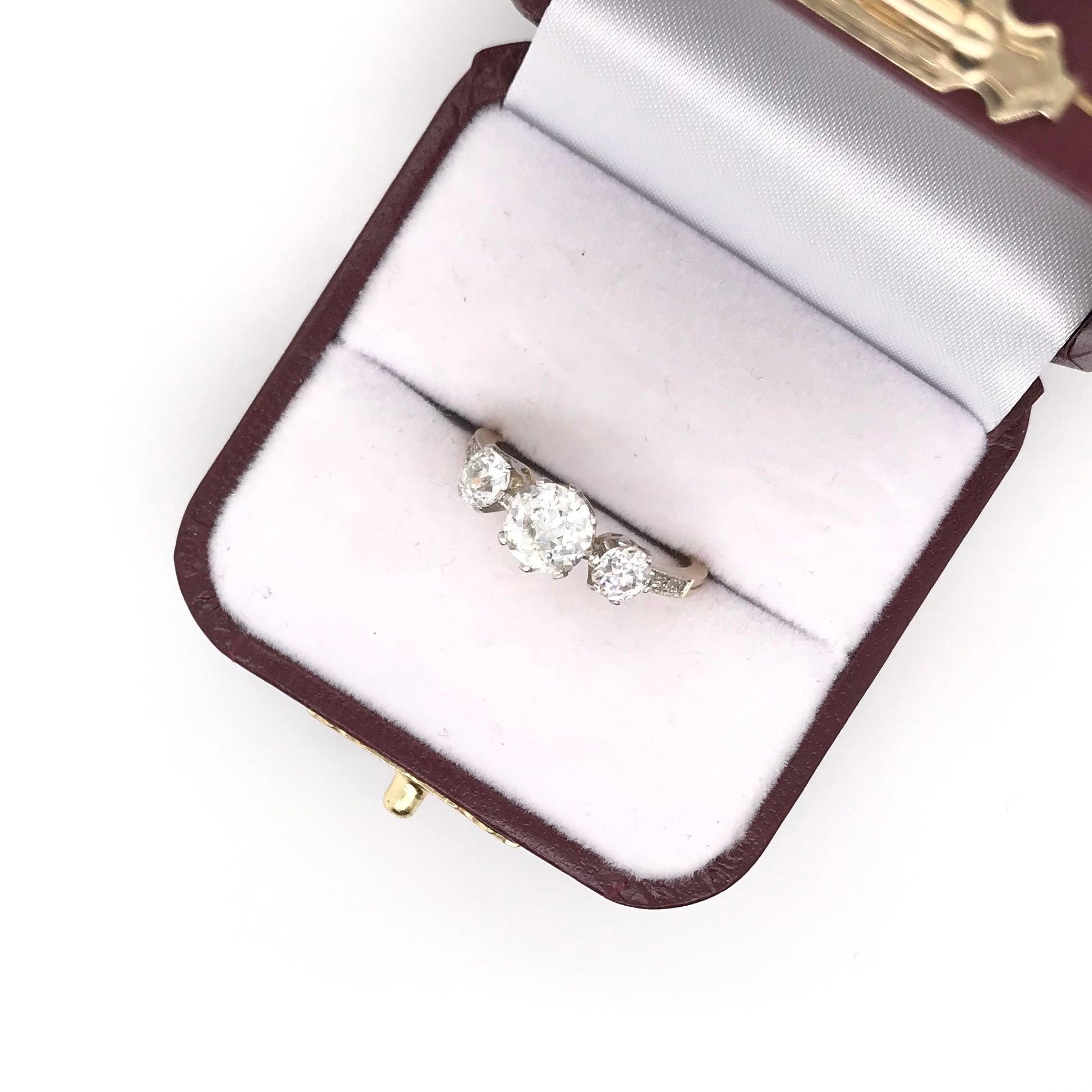 Antique Edwardian Two Gold Tone Diamond Trinity Ring For Sale 5